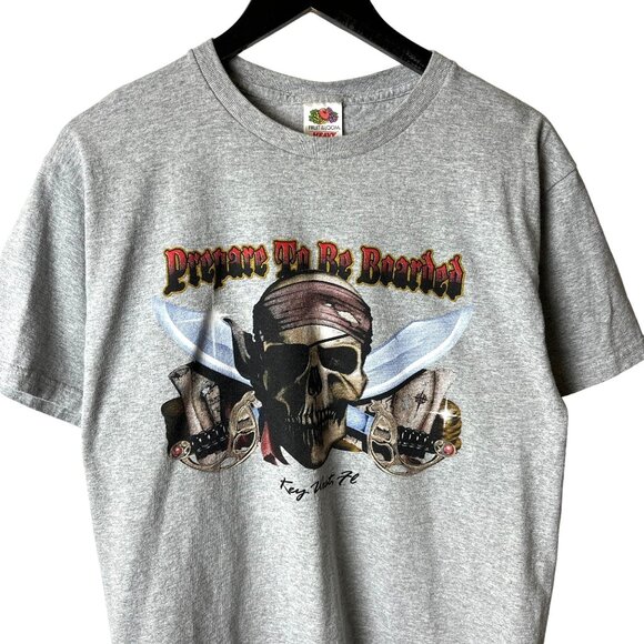 Pirate T Shirt Vintage Y2K Adult Gray Medium M Graphic Tee - Picture 2 of 12